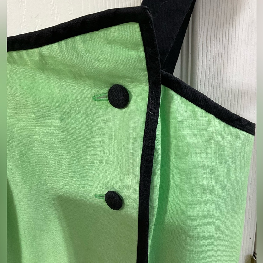 Vintage 90s Sia Bellini Green Ramie Button Front Dress | Mod Retro A-Line 9/10 - Picture 14 of 16